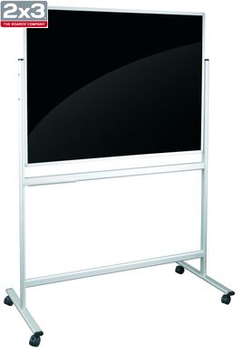 Доска 90x120 см двусторонняя со стеклянной поверхностью (черная/белая), магнитная, мобильная TDSZ129 B/W