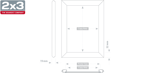 Плакатна рамка алюмінієва 32мм, прямі кути, клік-система TZW32/A2BG